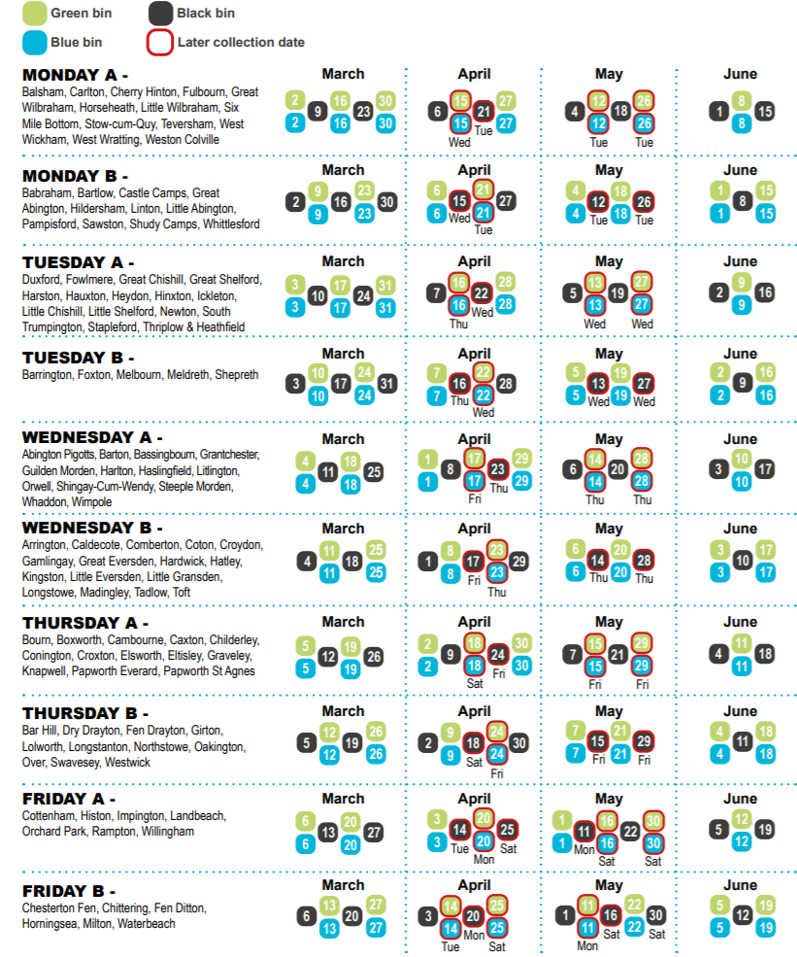 View your bin dates South Cambs District Council