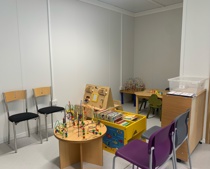 The interior of the Northstowe temporary community centre. This area is for use by children at play and includes books and toys.