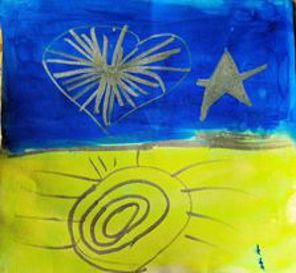 A childs drawing for Ukraine soldiers