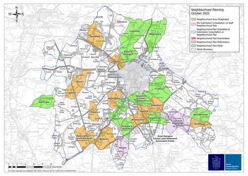 Map of Neighbourhood Plans in South Cambridgeshire