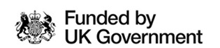 A black logo that says funded by UK Government